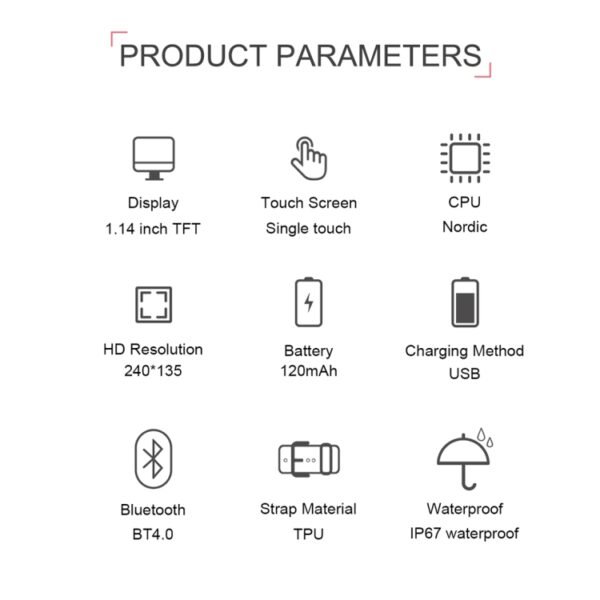 TD19 1.14 inches IPS Screen Smart Bracelet IP67 Waterproof, Support Call Reminder / Heart Rate Monitoring / Blood Pressure Monitoring / Sleep Monitoring /  Remote Camera - Image 20