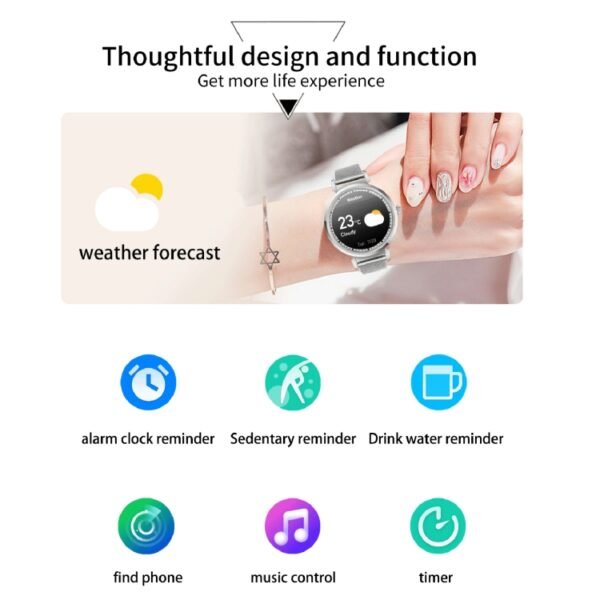 KC06 Women Menstrual Period Smart Watch Bracelet, Blood Pressure / Heart Rate Monitoring, Steel Strap - Image 11