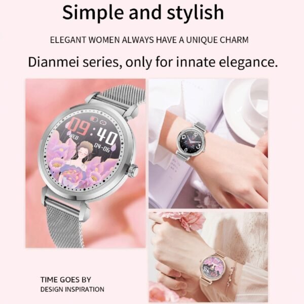 KC06 Women Menstrual Period Smart Watch Bracelet, Blood Pressure / Heart Rate Monitoring, Steel Strap - Image 3