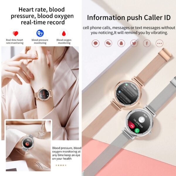 KC06 Women Menstrual Period Smart Watch Bracelet, Blood Pressure / Heart Rate Monitoring, Steel Strap - Image 5