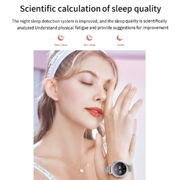 KC06 Women Menstrual Period Smart Watch Bracelet, Blood Pressure / Heart Rate Monitoring, Steel Strap - Image 9