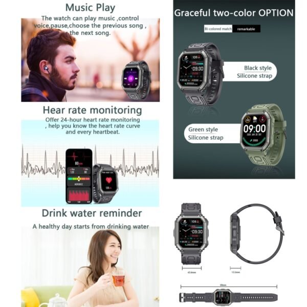 KR06 Waterproof Pedometer Sport Smart Watch, Support Heart Rate / Blood Pressure Monitoring / BT Calling - Image 11