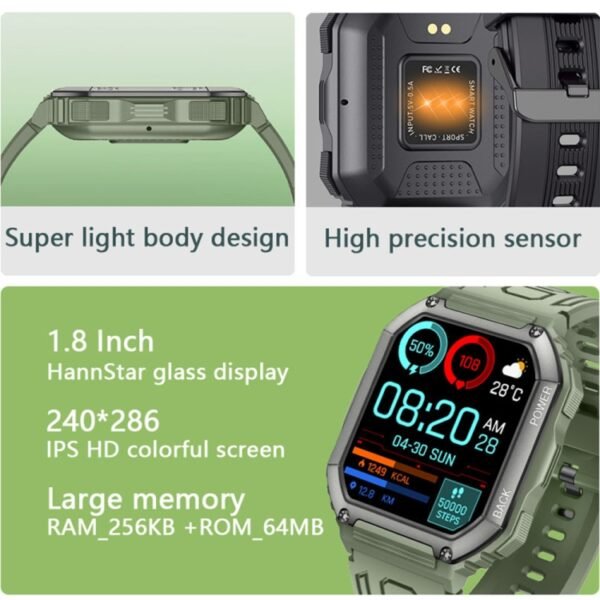KR06 Waterproof Pedometer Sport Smart Watch, Support Heart Rate / Blood Pressure Monitoring / BT Calling - Image 5
