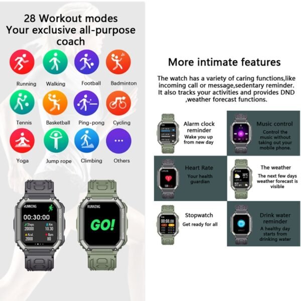 KR06 Waterproof Pedometer Sport Smart Watch, Support Heart Rate / Blood Pressure Monitoring / BT Calling - Image 10