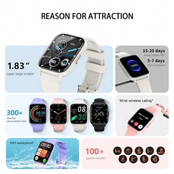 DM60 1.83 inch Waterproof Smart Watch, Support Body Temperature Monitoring / Heart Rate / Blood Oxygen / Blood Pressure Monitoring - Image 3