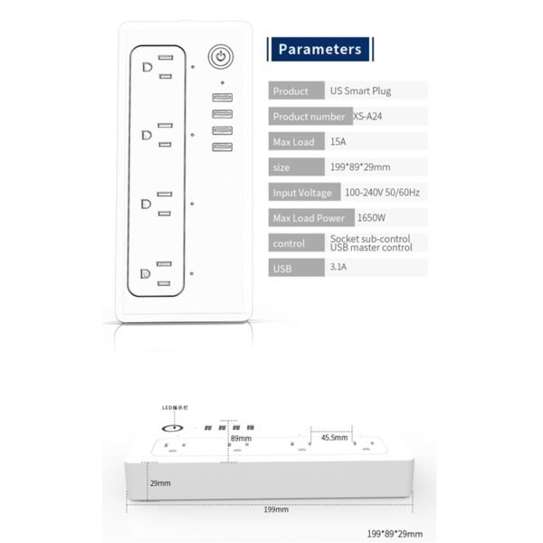 XS-A24 WiFi Smart Power Plug Socket Wireless Remote Control Timer Power Switch with USB Port, Compatible with Alexa and Google Home, Support iOS and Android, US Plug - Image 4