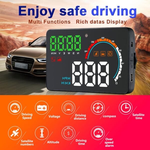 Q5 GPS 4 inch Vehicle-mounted Head Up Display Security System, Support Running Speed & Direction & Distance / Driving Kilometres / - Image 2