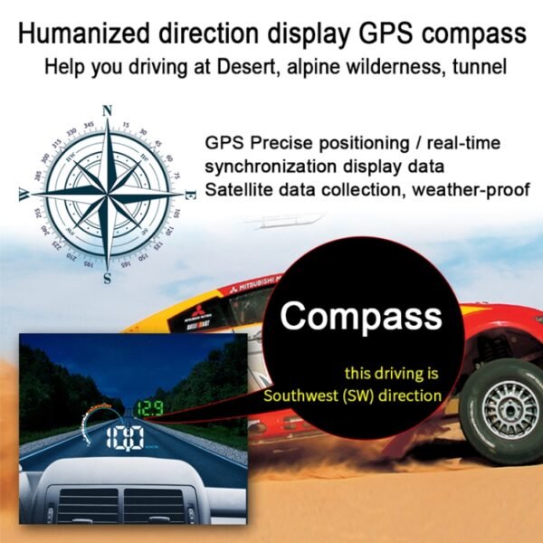 Q5 GPS 4 inch Vehicle-mounted Head Up Display Security System, Support Running Speed & Direction & Distance / Driving Kilometres / - Image 7