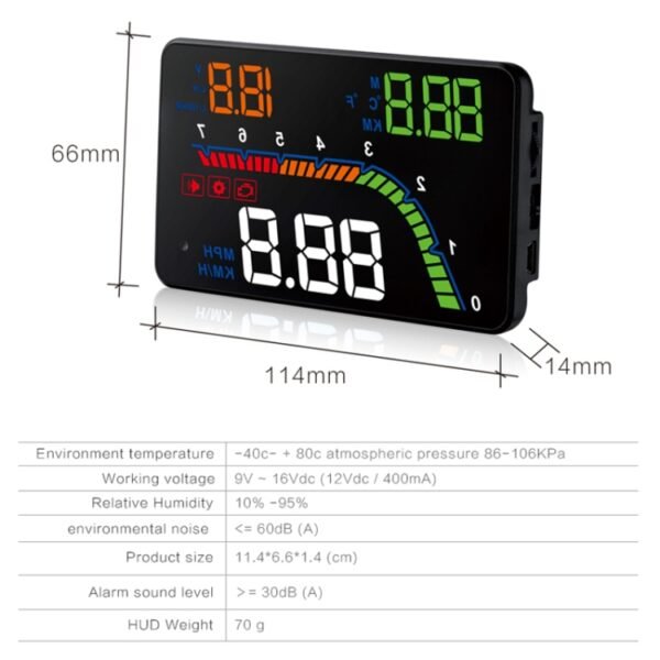 T100 OBD2 4 inch Vehicle-mounted Head Up Display Security System, Support Car Speed / Engine Revolving Speed Display / Instantaneous Fuel Consumption / Detection and Elimination Fault Code - Image 3