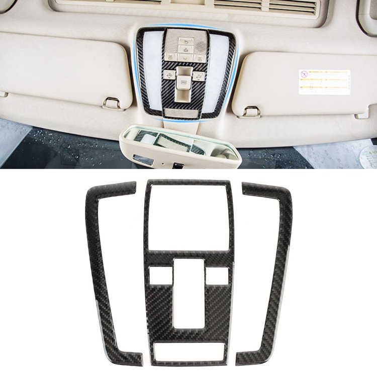 3 PCS Car Front Dome Light Panel Carbon Fiber Decorative Sticker for Mercedes-Benz W204 2007-2013