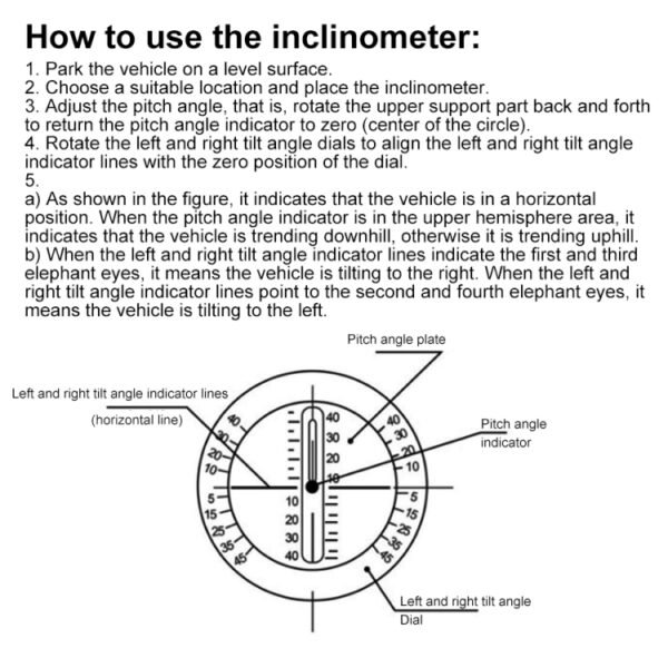 Angle Slope Tilt Indicator Level Meter Slopemeter Finder Tool Car Vehicle Inclinometer Gauge, PDY-1 - Image 6