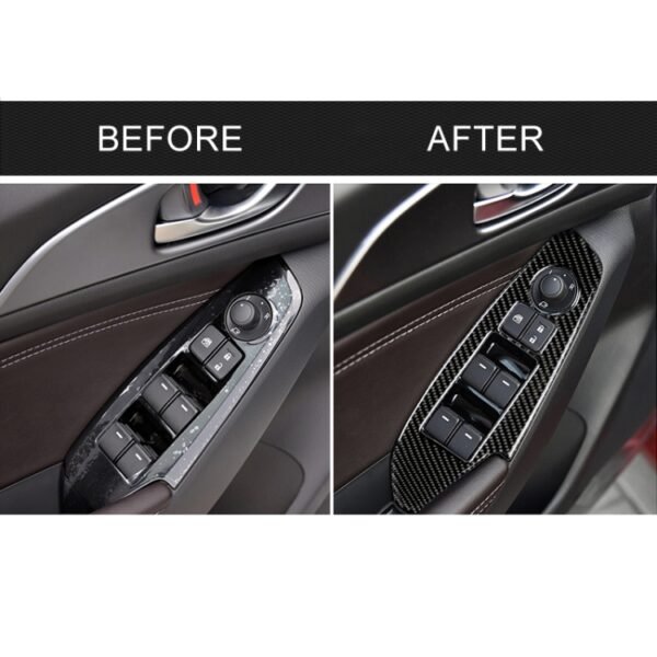 Car Carbon Fiber Left Drive Window Lift Panel Decorative Sticker for Mazda Axela 2014 / 2017-2018 - Image 7
