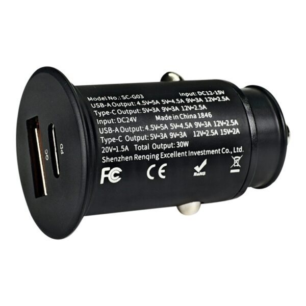 ROCK H15 Dual Port USB + USB-C / Type-C PD30W Car Charger, H15 - Image 4