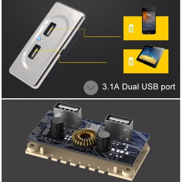 3.1A Short Cable RV Bus Modified Car Charger Dual USB Charger - Image 6