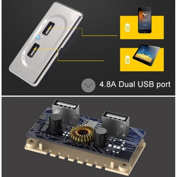 4.8A Short Cable RV Bus Modified Car Charger Dual USB Charger - Image 6