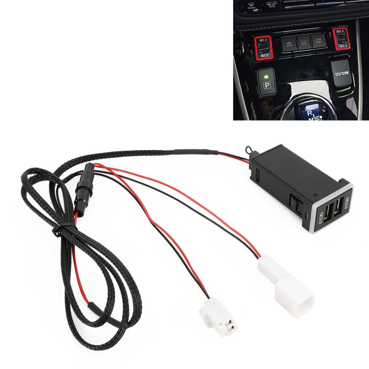 Car QC3.0 Fast Charge USB Interface Modification Charger for Toyota, Cigarette Lighter to Take Power, Cigarette Lighter (Red Light)