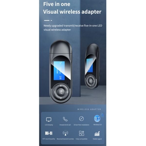T-13 Bluetooth 5.0 LCD Digital Display Bluetooth Adapter Receiver Transmitter, T-13 - Image 2