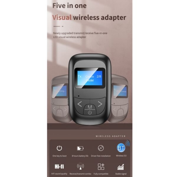 T-14 Bluetooth 5.0 2 In 1 LCD Digital Display Bluetooth Adapter Receiver Transmitter, T-14 - Image 2