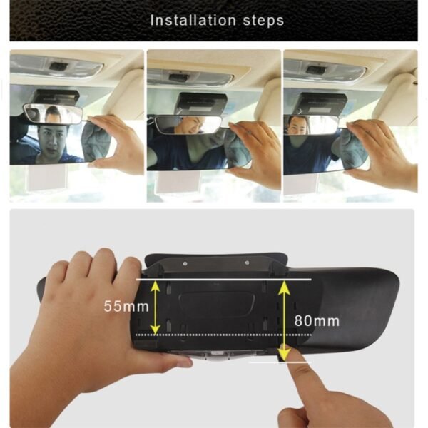 YC-193 Multifunctional Car Interior Rearview Mirror Large Field of Vision Anti-glare Auxiliary Car Blue Mirror - Image 5