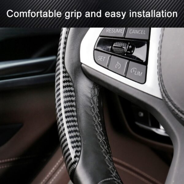 Car Universal Carbon Fiber Steering Wheel Cover - Image 4