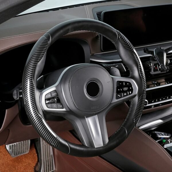 Car Universal Carbon Fiber Steering Wheel Cover - Image 5