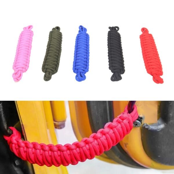 Pair Car Door Limit Braided Rope Strap for Jeep Wrangler, Short (Red) - Image 3