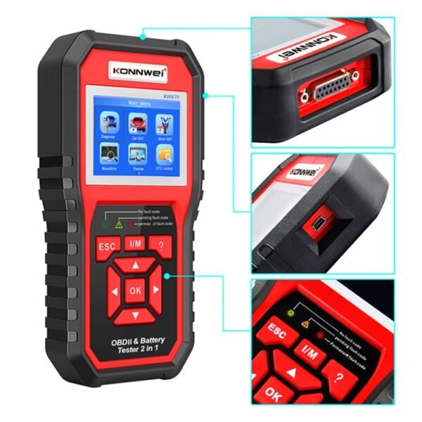 KONNWEI KW870 2 in 1 Car OBD2 Fault Diagnosis + Battery Tester - Image 2