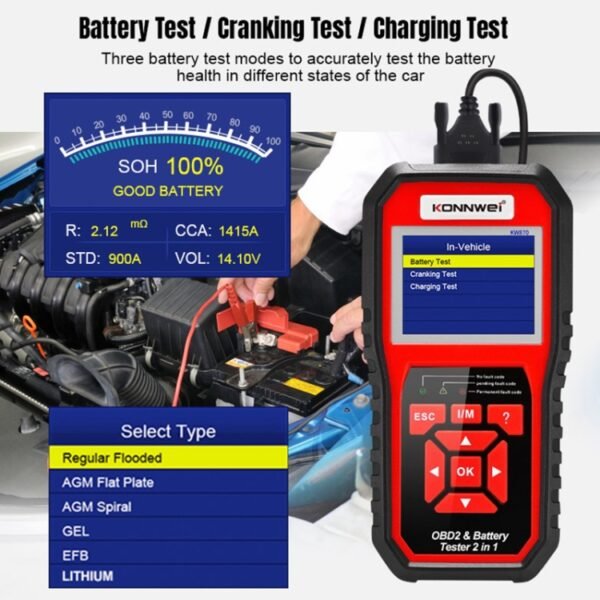 KONNWEI KW870 2 in 1 Car OBD2 Fault Diagnosis + Battery Tester - Image 8