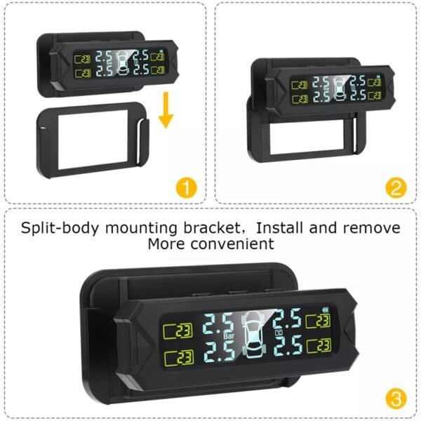 Car High Precision Solar Charging Tire Pressure Monitoring System TPMS, Built-in Voice Sensor - Image 2