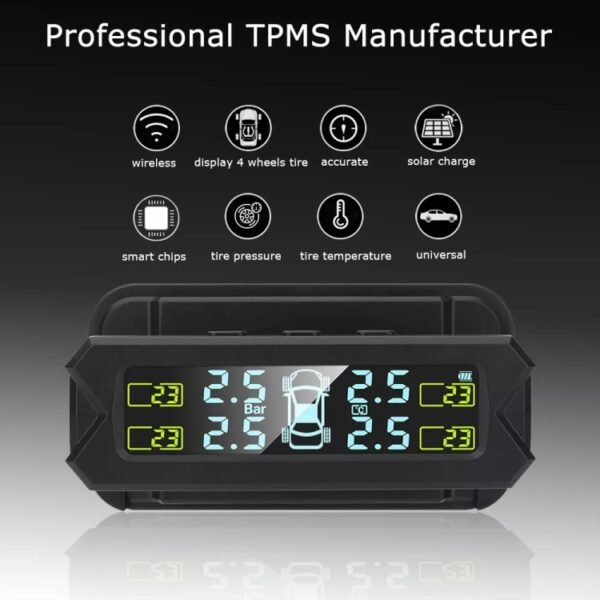 Car High Precision Solar Charging Tire Pressure Monitoring System TPMS, Built-in Voice Sensor - Image 5