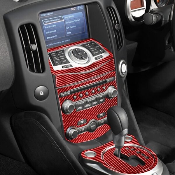 10 in 1 Car Carbon Fiber Central Control Gear Multimedia Decorative Sticker for Nissan 370Z / Z34 2009-, Right Drive, Central Control Gear Multimedia, Right Drive - Image 4