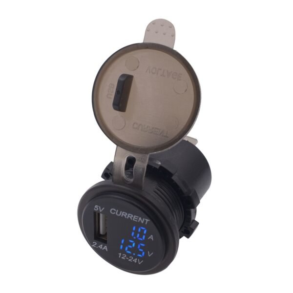 Universal Car Single Port USB Charger Power Outlet Adapter 2.4A 5V IP66 with LED Digital Voltmeter + Ammeter, 2.4A Voltmeter + Ammeter(Blue Light), 2.4A Voltmeter + Ammeter(Red Light) - Image 2