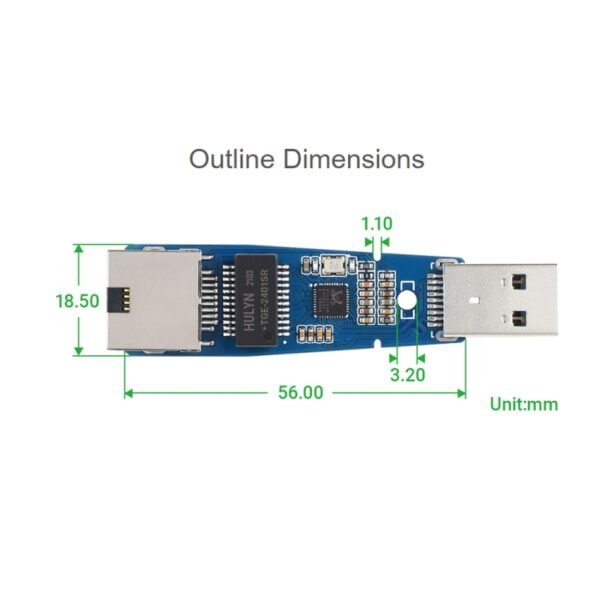Waveshare USB 3.2 Gen1 to Gigabit Ethernet Converter Module, Driver-Free - Image 7