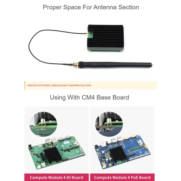 WAVESHARE Aluminum Heatsink for Raspberry Pi CM4, with Antenna Notch - Image 4