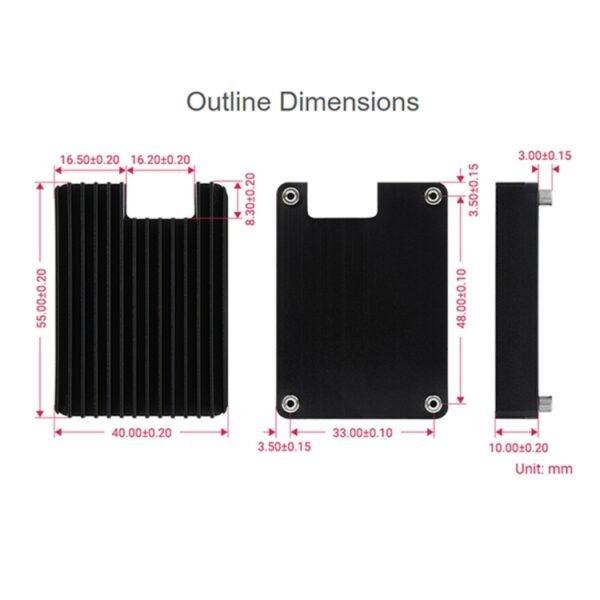 WAVESHARE Aluminum Heatsink for Raspberry Pi CM4, with Antenna Notch - Image 6