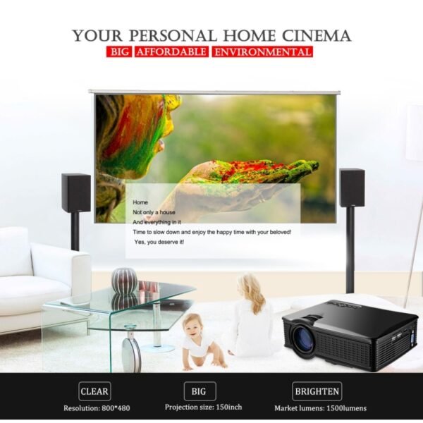 LY-40 1800 Lumens 1280 x 800 Home Theater LED Projector with Remote Control, UK Plug, LY-40 UK Plug - Image 3