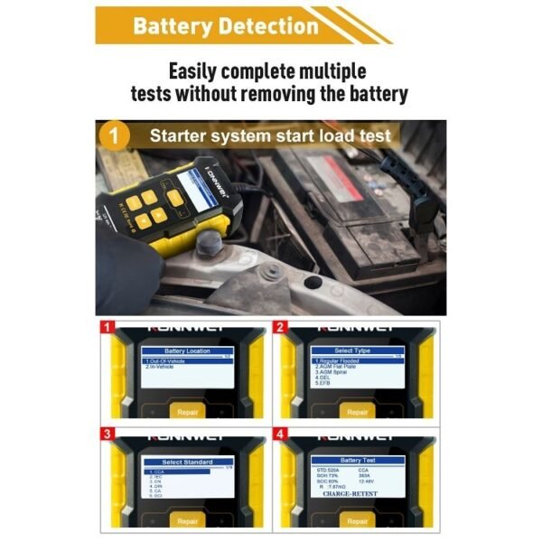KONNWEI KW510 3 in 1 Car Battery Tester / Charger / Repairer, Support 8 Languages, KW510(EU Plug), KW510(US Plug) - Image 11