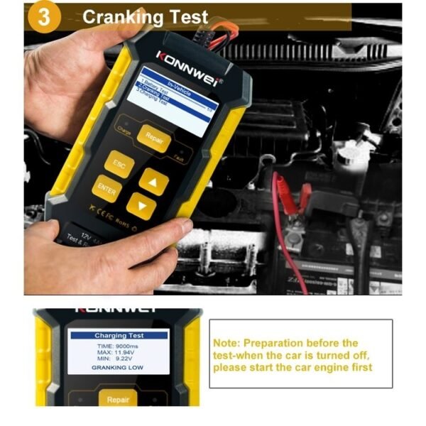 KONNWEI KW510 3 in 1 Car Battery Tester / Charger / Repairer, Support 8 Languages, KW510(EU Plug), KW510(US Plug) - Image 14