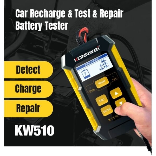 KONNWEI KW510 3 in 1 Car Battery Tester / Charger / Repairer, Support 8 Languages, KW510(EU Plug), KW510(US Plug) - Image 5