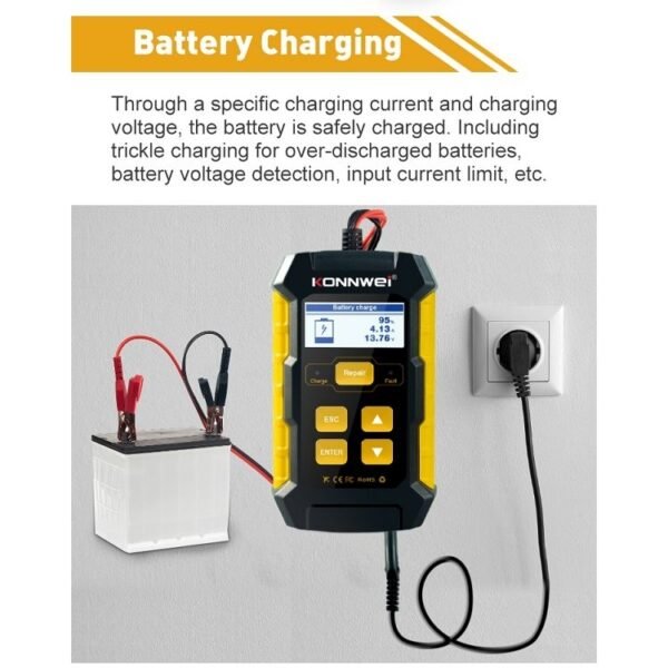 KONNWEI KW510 3 in 1 Car Battery Tester / Charger / Repairer, Support 8 Languages, KW510(EU Plug), KW510(US Plug) - Image 9