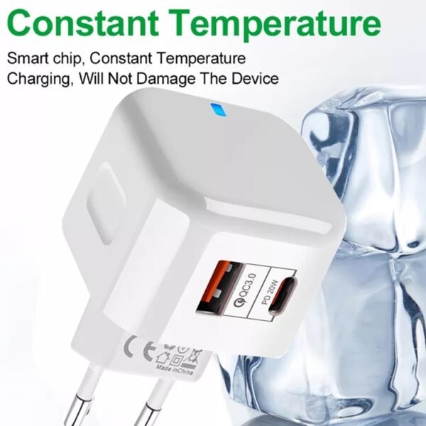 20W PD + QC 3.0 Dual Ports Travel Charger Power Adapter,, US Plug, EU Plug, UK Plug - Image 5