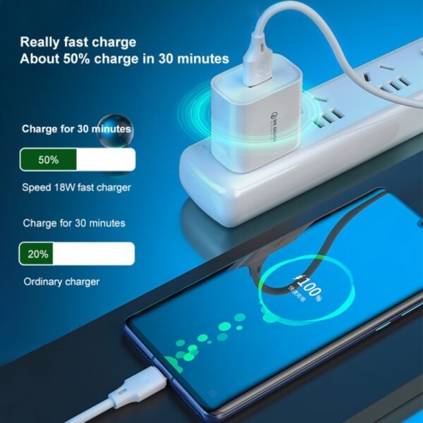 WK WP-U57 18W Speed QC3.0 Fast Charger + USB to Type-C / USB-C Data Cable, US Plug, EU Plug, UK Plug - Image 7