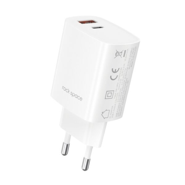ROCK T51 31W Type-C / USB-C + USB PD Dual Ports Fast Charging Travel Charger Power Adapter,, EU Plug, UK Plug