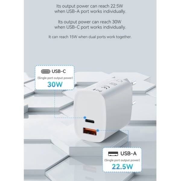 ROCK T51 31W Type-C / USB-C + USB PD Dual Ports Fast Charging Travel Charger Power Adapter,, EU Plug, UK Plug - Image 4