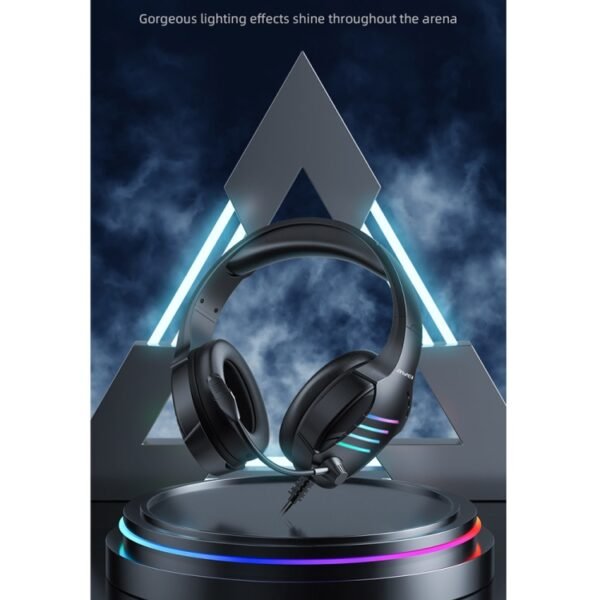 awei GM-5 USB + 3.5mm Ambient Light Gaming Wired Headset with Microphone, GM-5 - Image 2