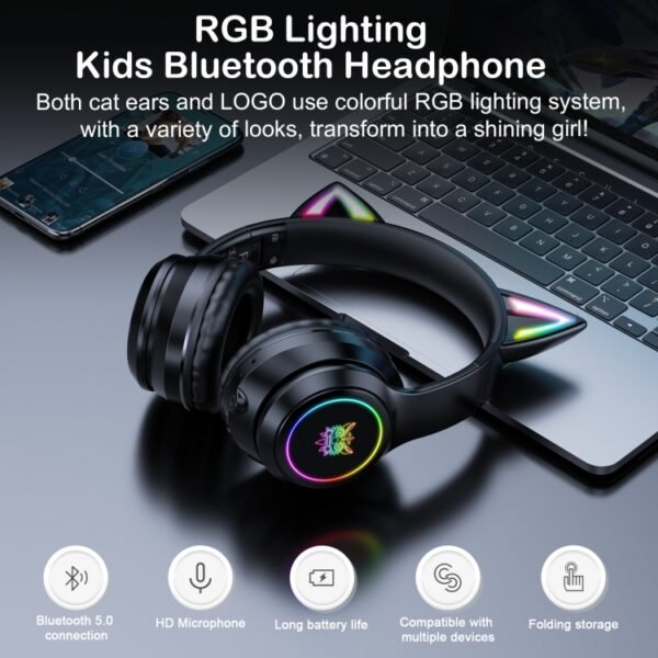 ONIKUMA B90 RGB Lighting Wireless Bluetooth Headphone, B90 - Image 6