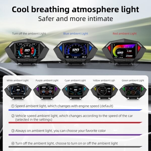 P1 3.5 inch Car OBD2 GPS HUD Head Up System Smart Digital Speedometer Meter Display - Image 6