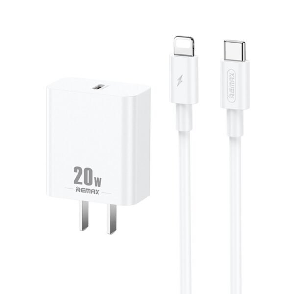 REMAX RP-U5 Extreme 2 Series 20W PD Charger + 1m USB-C / Type-C to 8 Pin Fast Charge Data Cable Set, CN Plug, EU Plug, US Plug