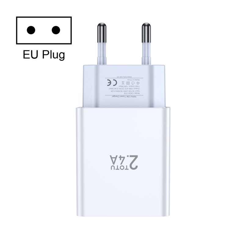 TOTU Joe Series Dual USB Ports Travel Charger, EU Plug, UK Plug