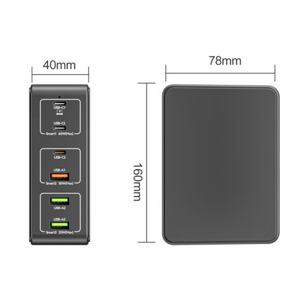 818H 120W Type-C + USB 6-Ports Desktop Fast Charger - Image 2